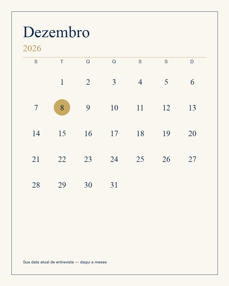 Calendário de dezembro de 2026 com data atual marcada